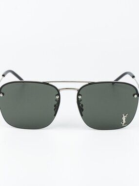 Saint Laurent Men Sunglasses Silver Grey Pilot SL309M 002 NEW AUTHENTIC